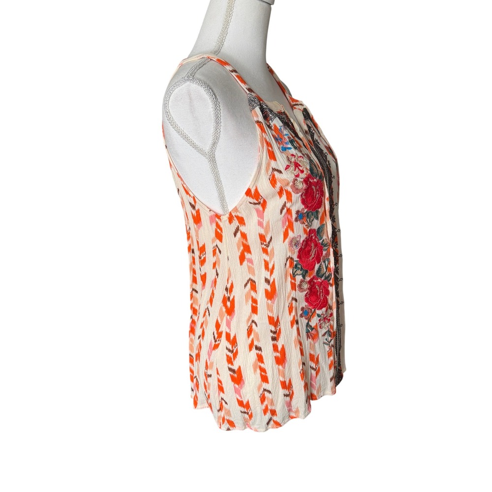 Savanna Jane Women's Medium Floral Embroidered Chevron Halter Tank Top Size M‎ - Picture 9 of 11